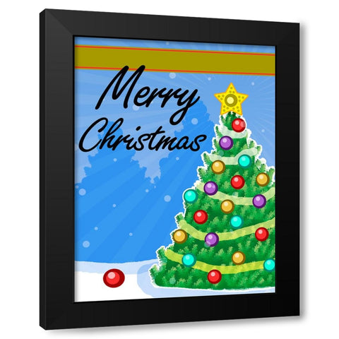 Christmas Tree Black Modern Wood Framed Art Print by Wade, Valarie