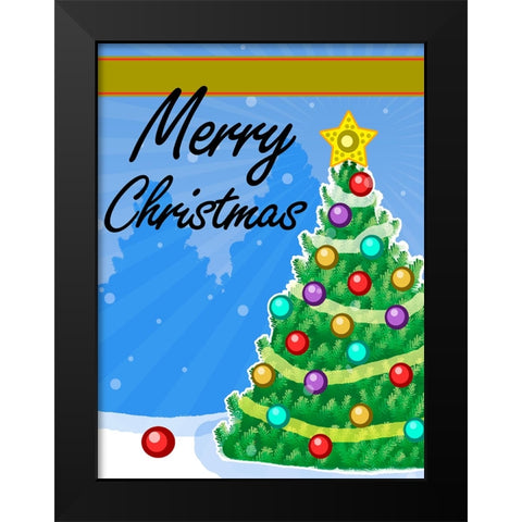 Christmas Tree Black Modern Wood Framed Art Print by Wade, Valarie