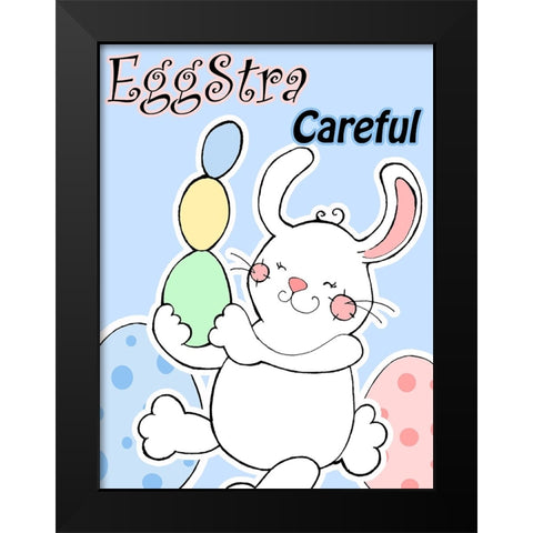 Eggstra Careful Black Modern Wood Framed Art Print by Wade, Valarie