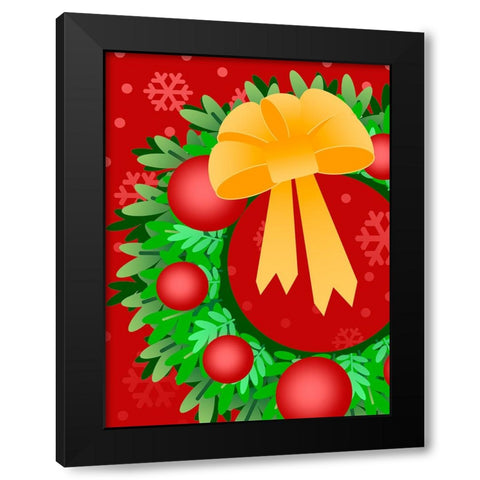 Wreath Black Modern Wood Framed Art Print by Wade, Valarie
