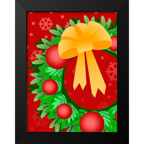 Wreath Black Modern Wood Framed Art Print by Wade, Valarie