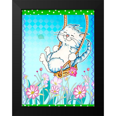 Spring Swing Black Modern Wood Framed Art Print by Wade, Valarie