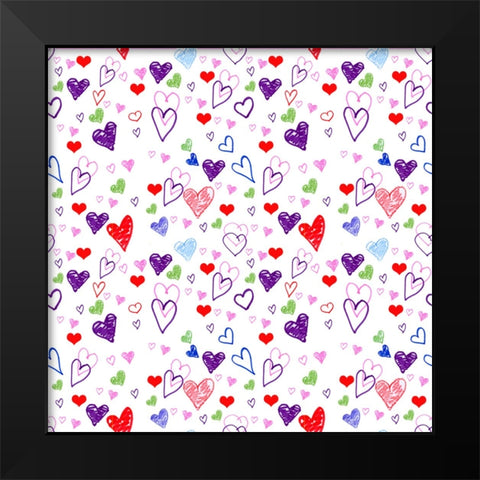 Hearts 1 Black Modern Wood Framed Art Print by Wade, Valarie