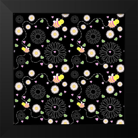 Hearts 3 Black Modern Wood Framed Art Print by Wade, Valarie