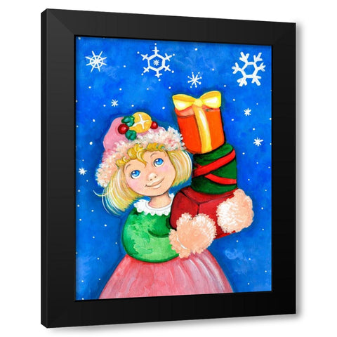 Elf Gifts Black Modern Wood Framed Art Print by Wade, Valarie
