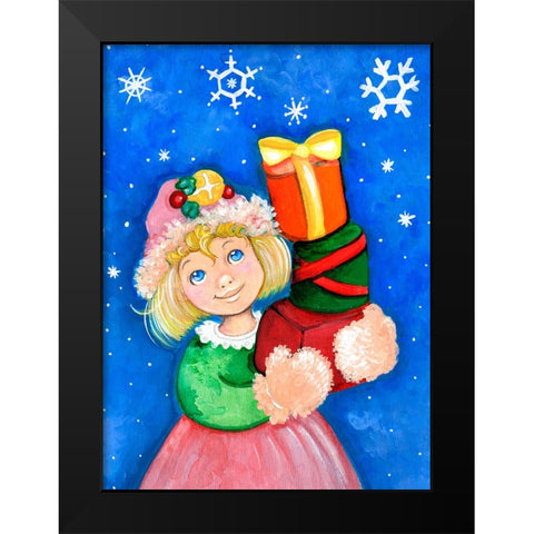 Elf Gifts Black Modern Wood Framed Art Print by Wade, Valarie