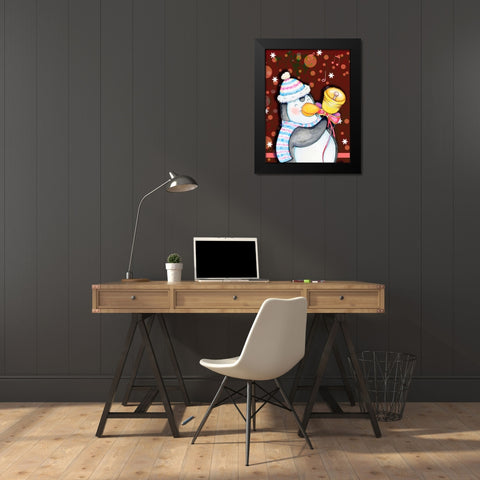 Penguin Bell Black Modern Wood Framed Art Print by Wade, Valarie