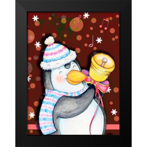Penguin Bell Black Modern Wood Framed Art Print by Wade, Valarie