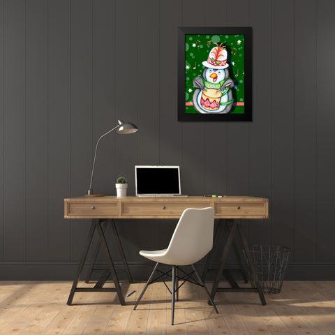 Penguin Drum Black Modern Wood Framed Art Print by Wade, Valarie