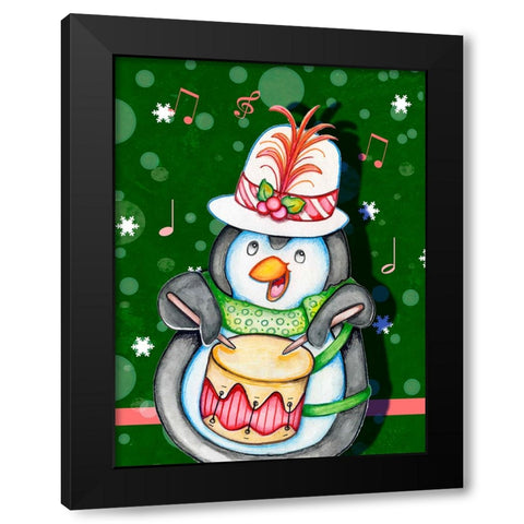 Penguin Drum Black Modern Wood Framed Art Print with Double Matting by Wade, Valarie