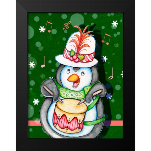 Penguin Drum Black Modern Wood Framed Art Print by Wade, Valarie