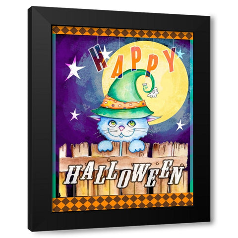 Halloween Moon Black Modern Wood Framed Art Print by Wade, Valarie