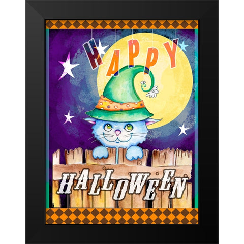 Halloween Moon Black Modern Wood Framed Art Print by Wade, Valarie