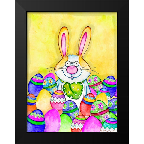 Easter Bunny Black Modern Wood Framed Art Print by Wade, Valarie