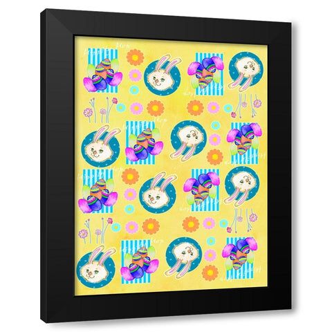 Easter Pattern 1 Black Modern Wood Framed Art Print with Double Matting by Wade, Valarie