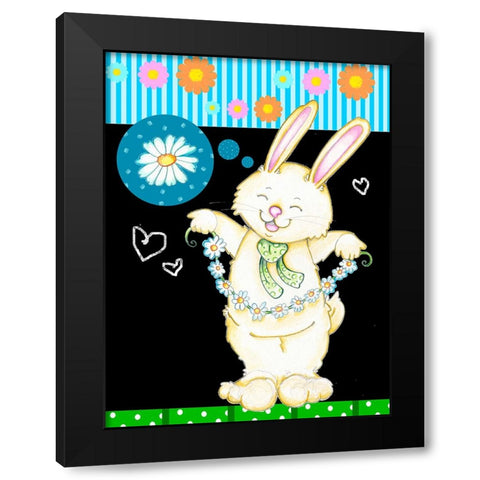 Daisy Chain Black Modern Wood Framed Art Print by Wade, Valarie