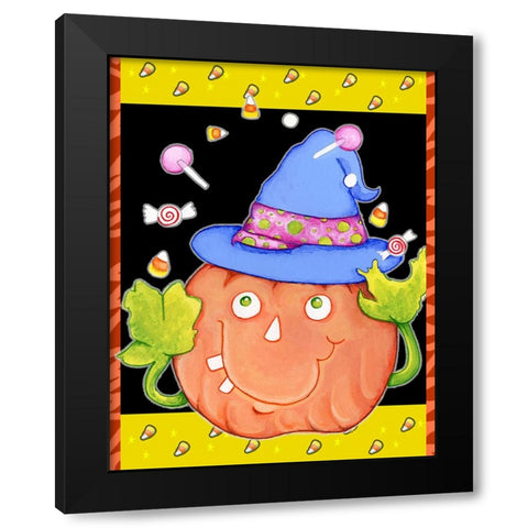 Juggling Pumpkin Black Modern Wood Framed Art Print by Wade, Valarie