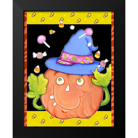 Juggling Pumpkin Black Modern Wood Framed Art Print by Wade, Valarie