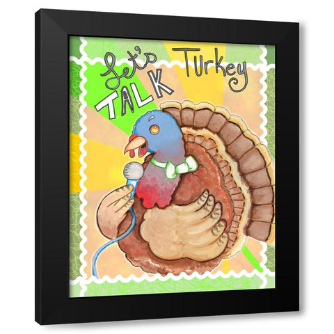 Talking Turkey Black Modern Wood Framed Art Print with Double Matting by Wade, Valarie