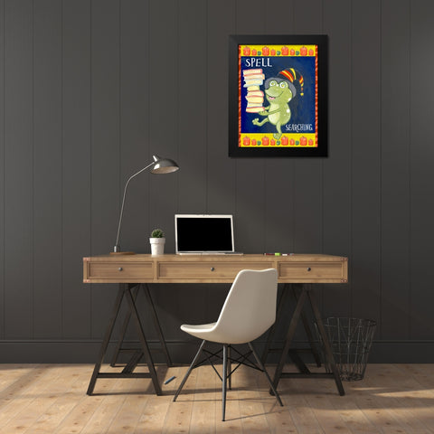 Spell Searching Black Modern Wood Framed Art Print by Wade, Valarie