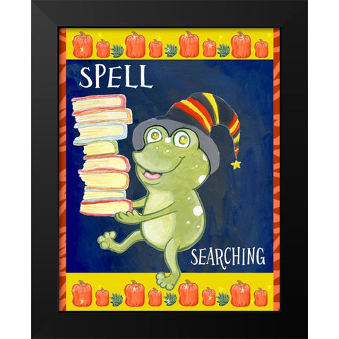 Spell Searching Black Modern Wood Framed Art Print by Wade, Valarie