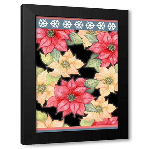 Poinsettias Black Modern Wood Framed Art Print with Double Matting by Wade, Valarie