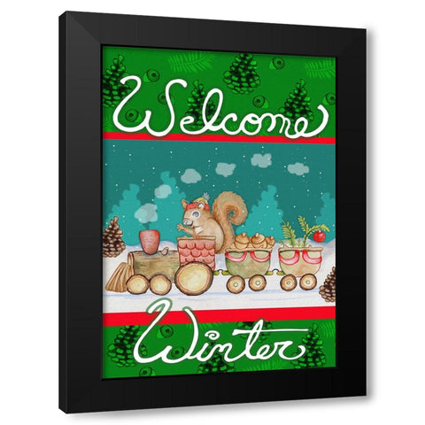Woodland Express Welcome Winter Black Modern Wood Framed Art Print with Double Matting by Wade, Valarie