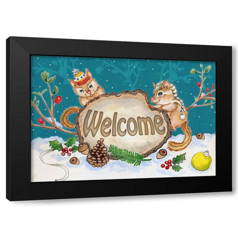 Woodland Welcome Black Modern Wood Framed Art Print by Wade, Valarie