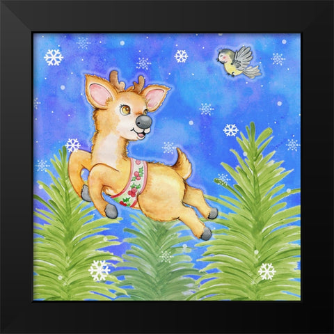 Flying Practice Black Modern Wood Framed Art Print by Wade, Valarie
