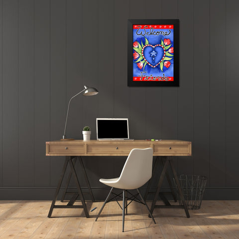 Poppy Heart Black Modern Wood Framed Art Print by Wade, Valarie