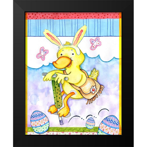 Bunny Hop Black Modern Wood Framed Art Print by Wade, Valarie