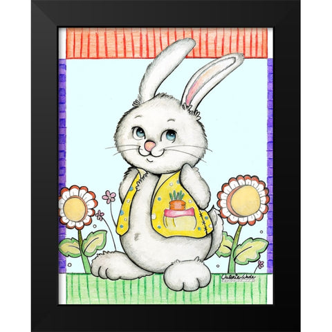 Bunny in Yellow Black Modern Wood Framed Art Print by Wade, Valarie