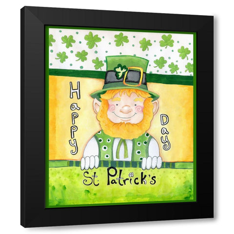 Happy Leprechaun Black Modern Wood Framed Art Print with Double Matting by Wade, Valarie