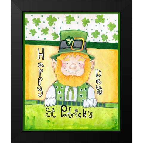 Happy Leprechaun Black Modern Wood Framed Art Print by Wade, Valarie