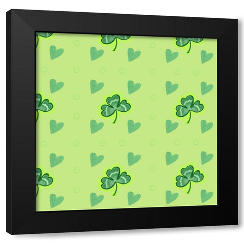Shamrock Pattern Black Modern Wood Framed Art Print by Wade, Valarie