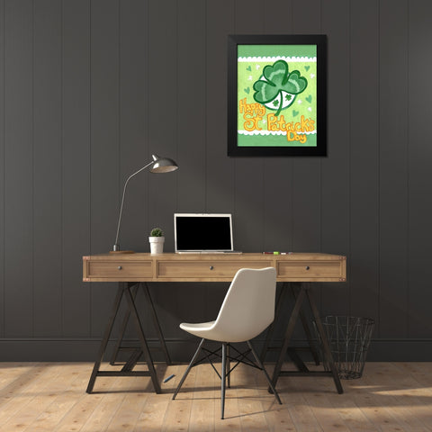 Shamrock Black Modern Wood Framed Art Print by Wade, Valarie