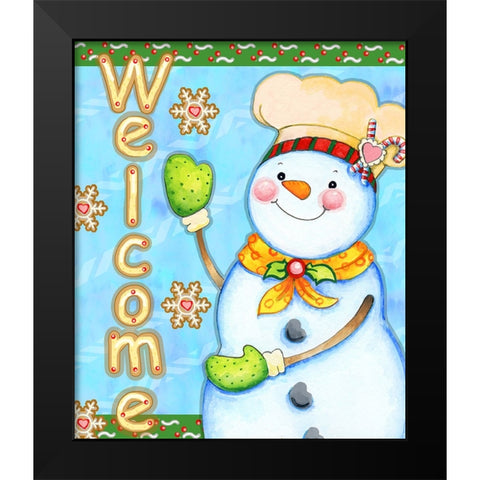 Cookie Welcome Black Modern Wood Framed Art Print by Wade, Valarie