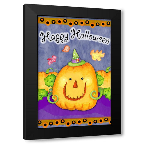 Happy Pumpkin Black Modern Wood Framed Art Print by Wade, Valarie