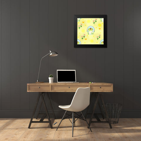 Froggie Garden Black Modern Wood Framed Art Print by Wade, Valarie