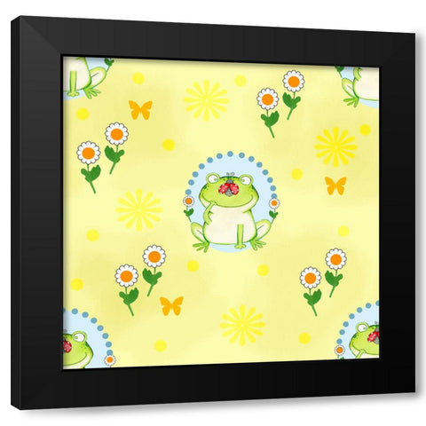 Froggie Garden Black Modern Wood Framed Art Print with Double Matting by Wade, Valarie