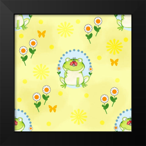 Froggie Garden Black Modern Wood Framed Art Print by Wade, Valarie