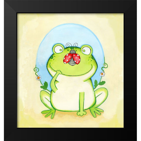 Funny Face Black Modern Wood Framed Art Print by Wade, Valarie