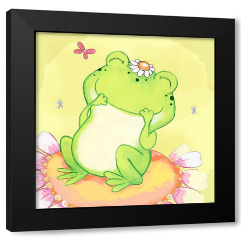 Giggles Black Modern Wood Framed Art Print with Double Matting by Wade, Valarie