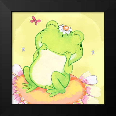 Giggles Black Modern Wood Framed Art Print by Wade, Valarie