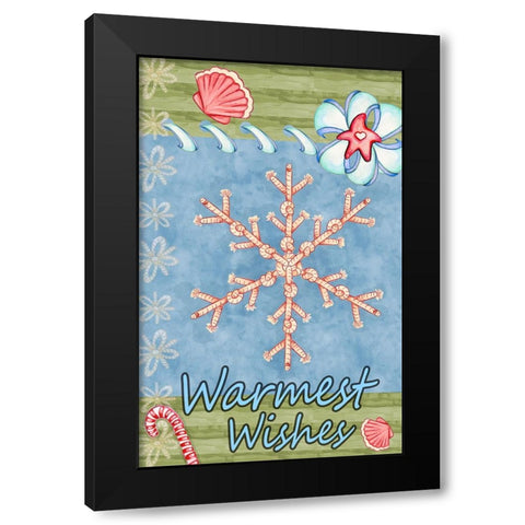 Seaside Snowflake Black Modern Wood Framed Art Print by Wade, Valarie