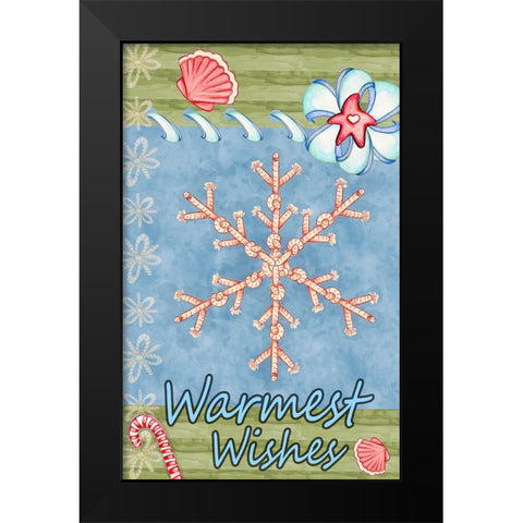 Seaside Snowflake Black Modern Wood Framed Art Print by Wade, Valarie
