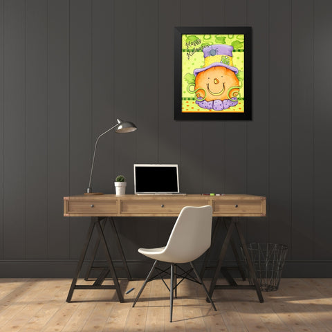 Pumpkin Friend Black Modern Wood Framed Art Print by Wade, Valarie