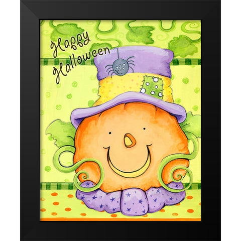 Pumpkin Friend Black Modern Wood Framed Art Print by Wade, Valarie