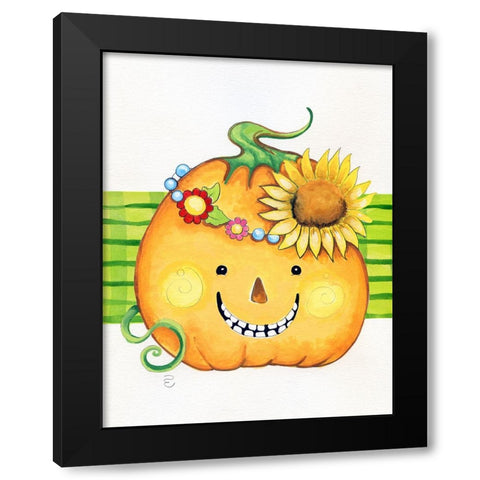 Flower Chain Black Modern Wood Framed Art Print by Wade, Valarie