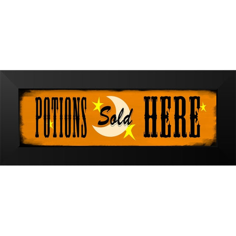 Potions Sold Here Black Modern Wood Framed Art Print by Wade, Valarie